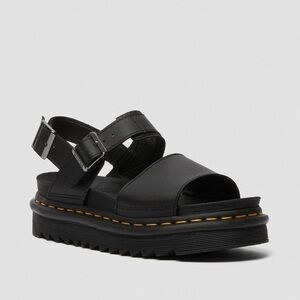 Dr. Martes Black Voss Leather Strap Sandals Sz. 9​​​​​​​​​​​